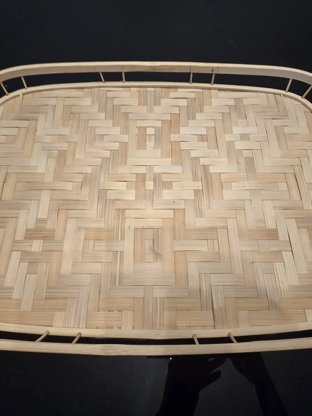 Handwoven Bamboo Serving Tray - Natural Light Brown